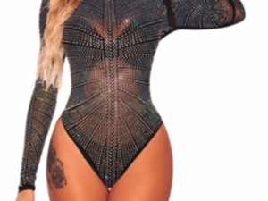 Black Rhinestone studded bodysuit