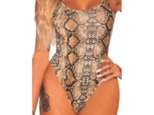 Brown snake print bodysuit